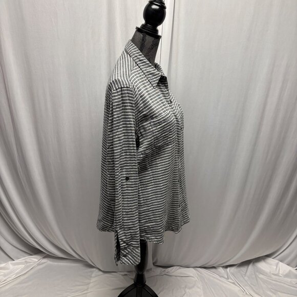 Riders By Lee Striped Button Up Shirt Womens Size Large Long Sleeve Cotton Comfy - Picture 5 of 9